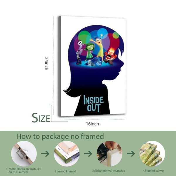 16x24 inch Inside Out canvas print showing professional packaging process with wood framing and metal hanging hooks installation.