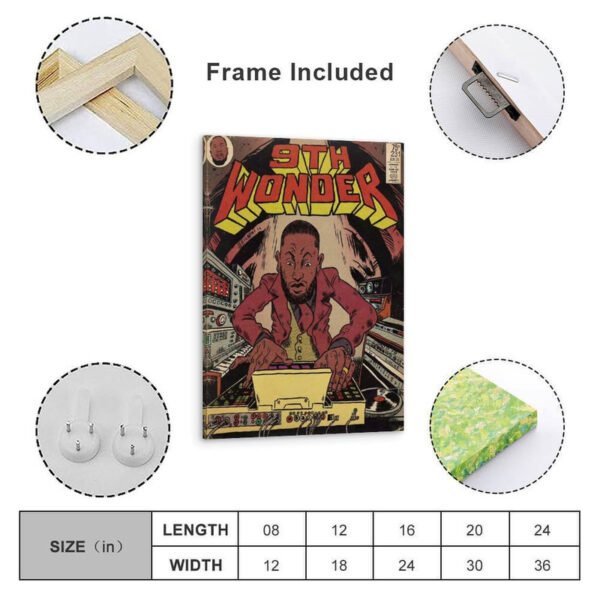 9th Wonder framed vintage comic poster with wooden frame, hanging hardware included, multiple size options available
