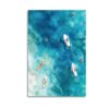 Aerial view canvas print of turquoise ocean waters with sailboats, kayaks and swimmers in tropical paradise setting