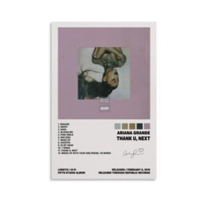 Ariana Grande Thank U Next album poster featuring complete track listing and artwork