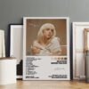 Framed Billie Eilish HAPPIER THAN EVER album poster with complete track listing displayed in modern minimalist interior