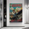 Clipse vintage comic book poster displayed as modern wall art in contemporary minimalist interior design setting.