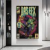 Das EFX vintage comic book poster displayed as wall art in modern minimalist interior with white walls and contemporary furnishing.