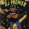 DJ Premier vintage comic book poster in authentic 1960s Marvel Comics style, featuring Christopher Martin in cosmic space setting with NY cap and PREEMO hoodie, surrounded by colorful planets and stars, complete with Gang Starr Comics Group branding, 15¢ pricing, and Comics Code Authority approval.