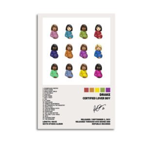 Drake Certified Lover Boy album cover featuring 12 diverse pregnant woman emojis with complete 21-track listing