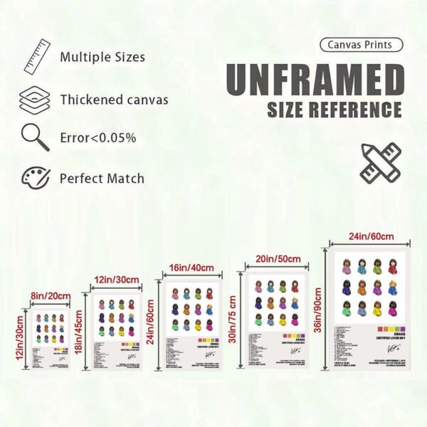 Drake Certified Lover Boy album poster with emoji artwork displayed on modern interior wall