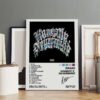Framed Drake Honestly Nevermind album poster with tracklist displayed in modern home interior