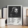 Framed Drake Scorpion album poster with complete track listing displayed in modern minimalist interior alongside contemporary art pieces