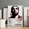 Drake Thank Me Later debut album poster with complete 14-track listing displayed in modern minimalist interior with concrete walls and wooden flooring