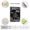Eazy-E vintage comic book poster with premium frame included, ready to hang wall art featuring authentic 1990s hip hop design, available in multiple sizes from 8x12 to 24x36 inches with professional framing and hanging hardware.