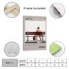 Forrest Gump framed movie poster complete package with frame construction details, mounting hardware, and size chart included.