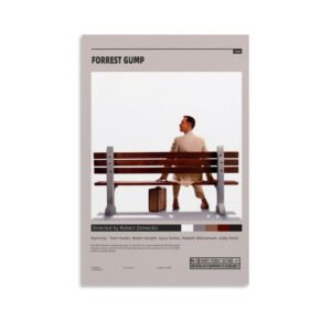 Forrest Gump vintage movie poster featuring Tom Hanks on bench scene with complete film credits and cast information.