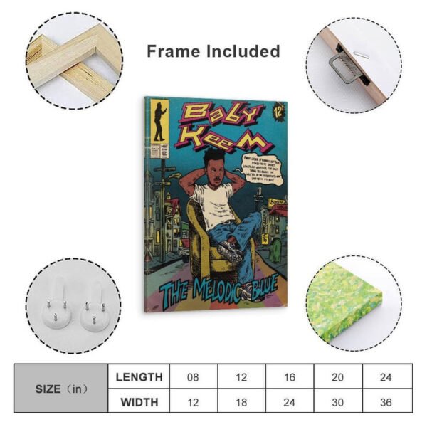 Framed vintage comic book poster The Melodic Blue featuring East Keem character, available in multiple sizes