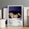 Professionally framed Olivia Rodrigo GUTS album poster displaying complete 12-track listing including Vampire and Bad Idea Right in modern interior setting with neutral decor