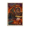 Friday the 13th Part 2 vintage horror movie poster featuring classic 1980s artwork with dramatic orange sunset background and iconic horror imagery