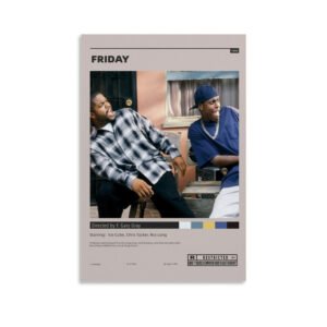 Friday 1995 movie poster featuring Ice Cube and Chris Tucker in minimalist design for modern wall decor