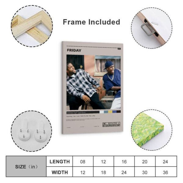 Friday movie poster with frame included, showing size options and professional framing details