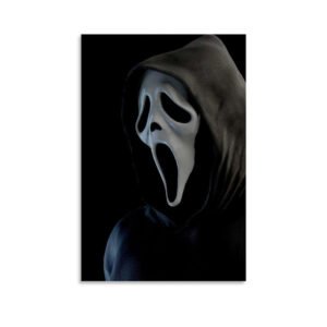 Ghostface canvas wall art from Scream movie, framed horror poster for home decor