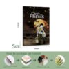 Grave of the Fireflies 16x24 inch framed canvas print with detailed packaging process showing metal hooks, wood frame, and shipping protection