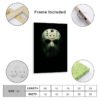 Jason Voorhees framed canvas art with wooden frame, hanging hardware, and size chart showing dimensions from 8x12 to 24x36 inches