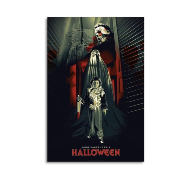 John Carpenter's Halloween 1978 vintage movie poster canvas print featuring Michael Myers and iconic horror film imagery