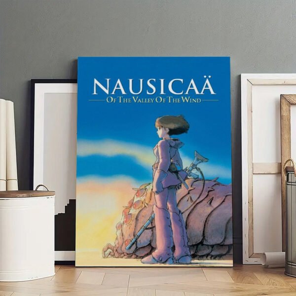 Large format Nausicaa of the Valley of the Wind canvas print displayed in artist studio with neutral background showcasing artwork's impressive scale.