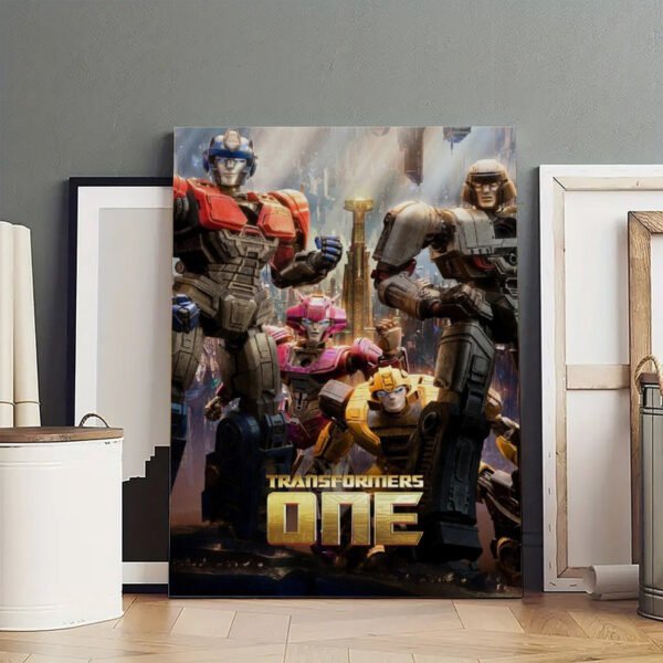 Large Transformers One canvas print displayed against white wall showing premium quality and impressive scale