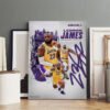 Premium LeBron James Lakers poster displayed in professional art studio with canvas frames and gallery lighting