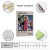 Framed Legally Blonde movie poster with size chart showing dimensions from 8x12 to 24x36 inches, includes frame and hanging hardware.