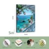 Mediterranean coastal canvas print 24x16 inches with 4-step unframed packaging and shipping process guide