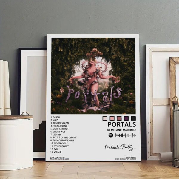 Melanie Martinez Portals album poster with complete track listing and fantasy forest artwork for wall decor