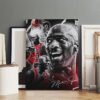 Large Michael Jordan artistic poster featuring Bulls #23 jersey with black white photography and red accents displaying championship moments and signature