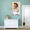 Morgan Wallen I'm The Problem album poster displayed on sage green wall in modern minimalist home interior with white furniture.