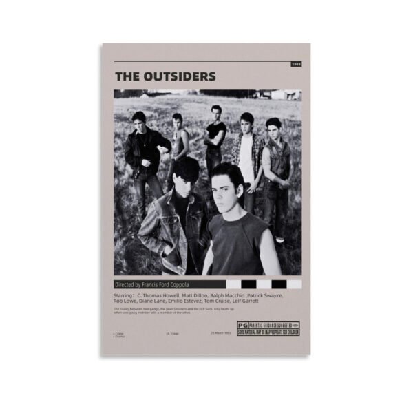 The Outsiders 1983 vintage movie poster featuring Francis Ford Coppola film with classic cast ensemble
