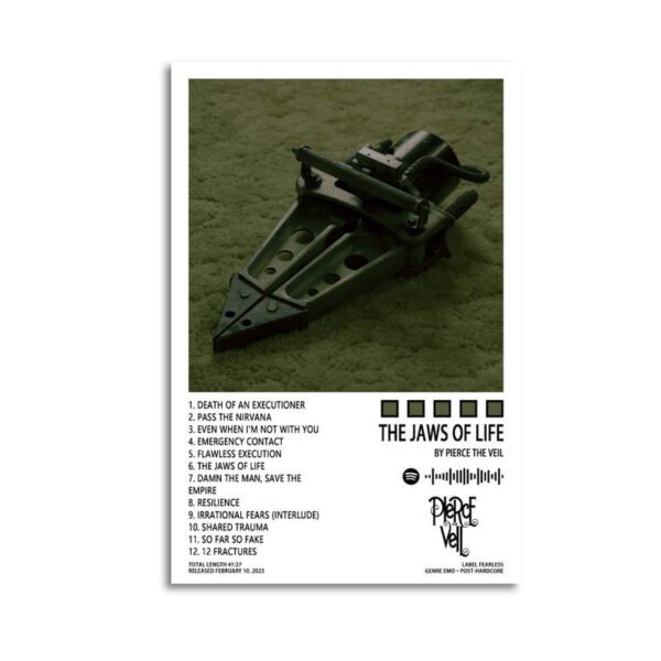 pierce-the-veil-jaws-of-life-album-poster-2023.jpg Pierce The Veil "The Jaws of Life" album poster featuring military aircraft artwork with complete 12-track listing from 2023 release