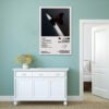 Post Malone Twelve Carat Toothache album poster displayed in mint green bedroom above white vintage dresser with decorative vase.