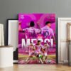 Premium Messi GOAT canvas poster displayed in professional art studio with Inter Miami tribute design