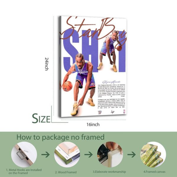 16x24 inch SGA Thunder Portuguese canvas with unframed packaging and wood frame installation guide