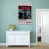 The Sopranos HBO poster displayed as modern wall art in minimalist interior with mint green walls and white furniture