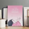 Studio Ghibli Princess Kaguya canvas art poster featuring minimalist Japanese illustration in soft pink tones for home decor.