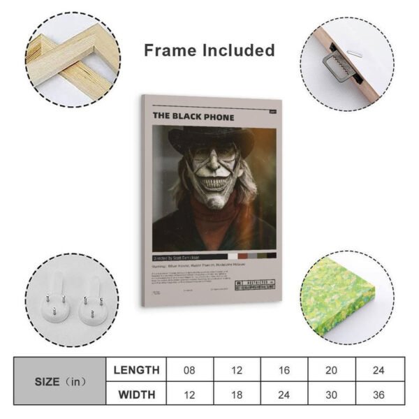 The Black Phone horror movie poster displayed as wall art in modern mint green living room with white furniture and home decor.