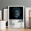 The Weeknd Dawn FM album poster featuring artist portrait with track listing, displayed as wall art in modern interior setting.
