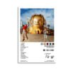 Travis Scott ASTROWORLD album poster featuring golden head sculpture artwork with carnival scene, complete 17-track listing including Sicko Mode and Butterfly Effect, album length 58:33, released August 3 2018, Cactus Jack Epic Records label, psychedelic rap genre, artist signature for wall art decoration.
