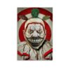Twisty the Clown canvas print from American Horror Story featuring grotesque smile and green mohawk against red striped background