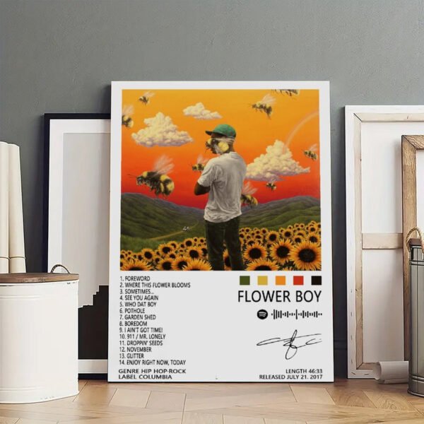 Tyler The Creator Flower Boy album poster with signature tracklist Columbia Records 2017 hip hop merchandise