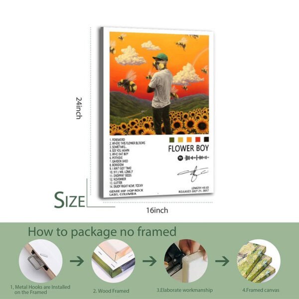 Tyler Creator Flower Boy 16x24 framed poster with professional packaging and installation guide