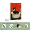 16x24 inch vintage cat bathtub canvas print with professional unframed packaging process demonstration showing four-step shipping method.