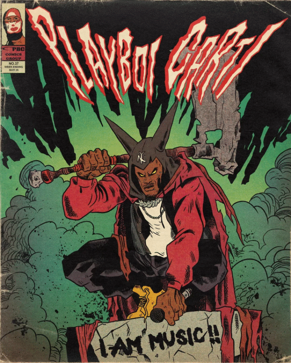 Vintage horror comic book poster featuring Playboy Ghost character with dramatic green smoke effects and classic retro poster design