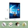 WALL-E 16x24 inch canvas print with professional packaging process showing metal hooks installation and wood frame mounting.