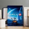 Professional framing studio displaying large Disney Pixar WALL-E movie poster with custom frame options.
